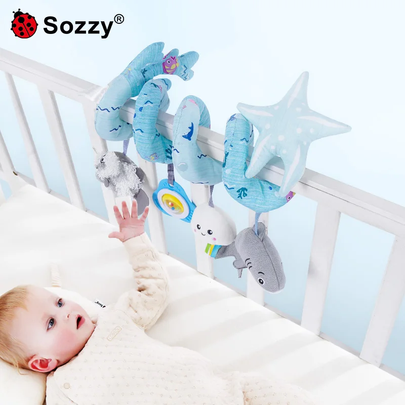 SOZZY Factory OEM Baby Plush Toys Pram Spiral Bed rattle Spiral Toys with Cute Animals Stroller and Travel Activity Toy