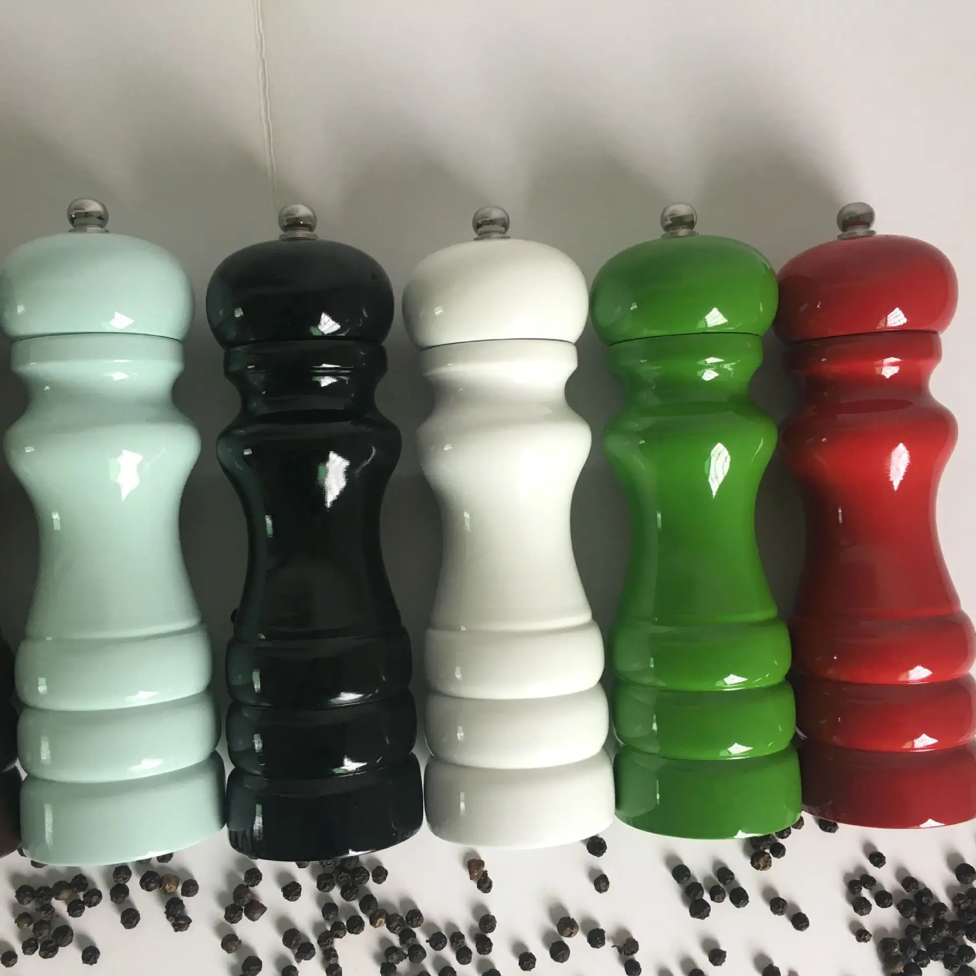 Kitchen Usage Wood Bottle Salt And Pepper Grinder Set With Tray Kitchen Accessories