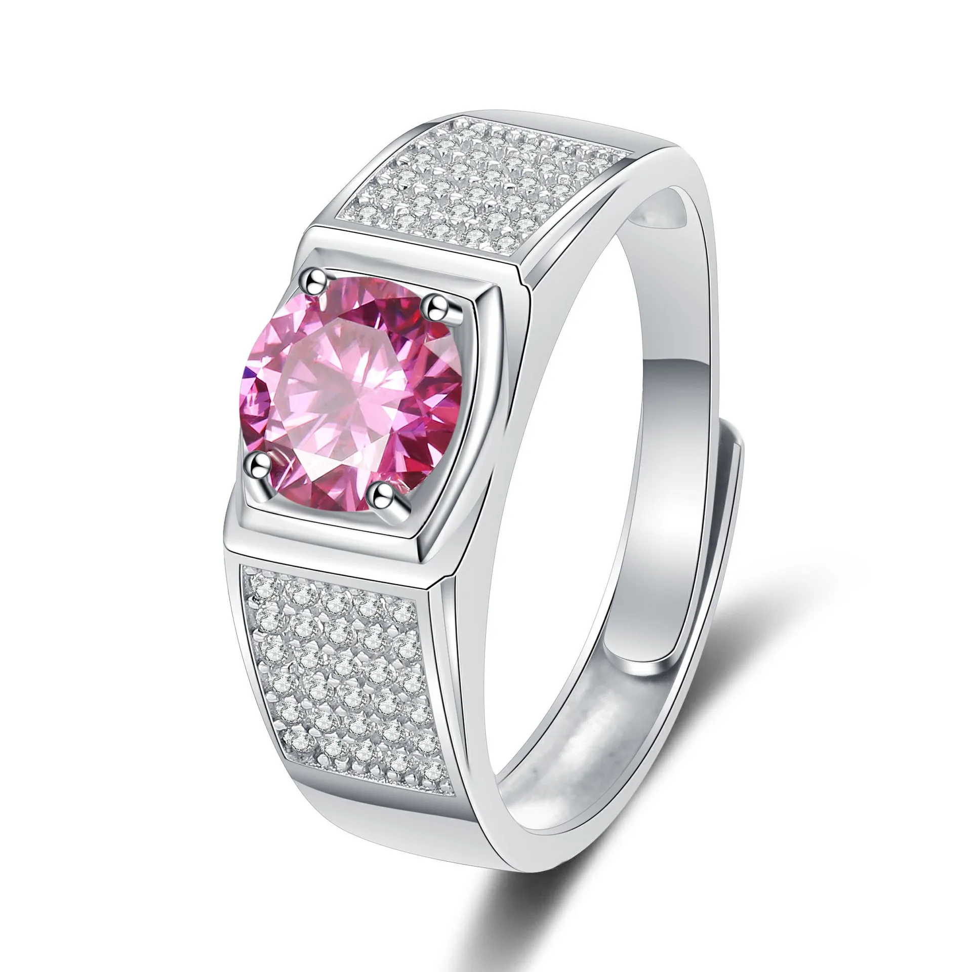 Manufacturer European American Popular Full Diamond 1-carat Fashion Wedding Personalized Engraving Name Sparkling Men Ring