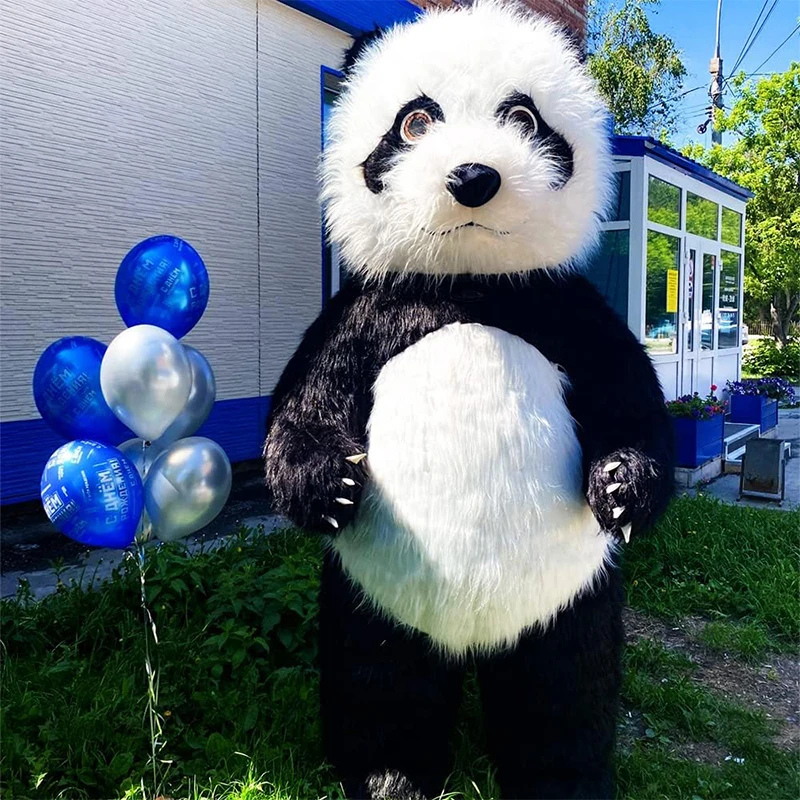 High Quality Plush Inflatable Fur Panda Cartoon Mascot Giant Inflatable Bear for sale advertising for decorations advertising