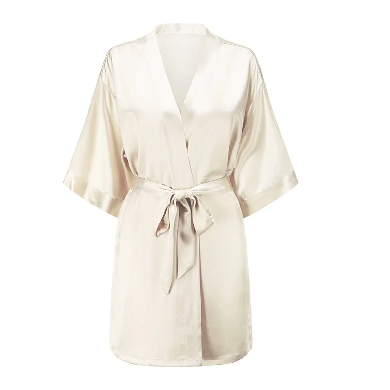 Hot Sale Silk Kimono Robe Nightwear Satin Sexy Robes 100% Silk Short Bathrobe Sexy Sleepwear For Women