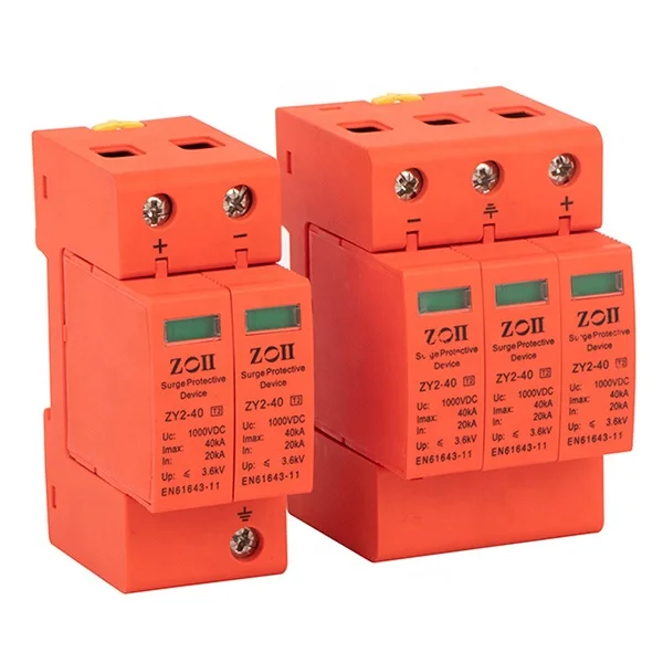 ZOII CE certificates  Surge Protective Device DC SPD 2p3p 500VDC 1000VDC 20kA 40kA For Solar PV Photovoltaic System
