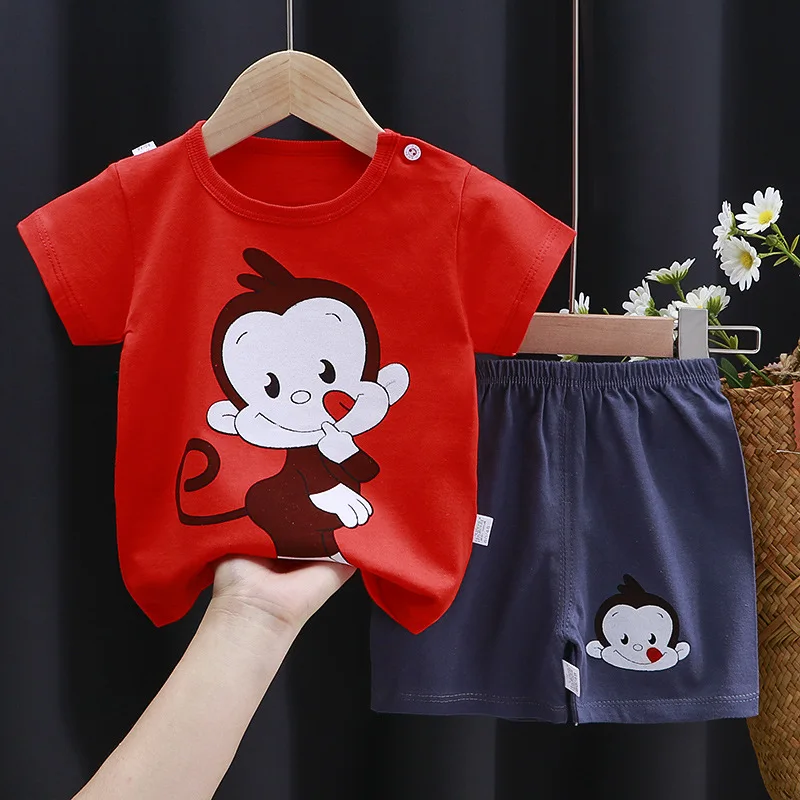 BSM535 New Year Clothes Online Shopping Kids Boys Short Sleeve Tshirt And Shorts Sets Children Clothing Summer Two Pieces Outfit