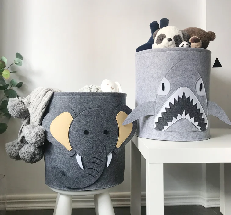 Custom Lion Elephant the Felt Storage Basket Organizer for kids toys