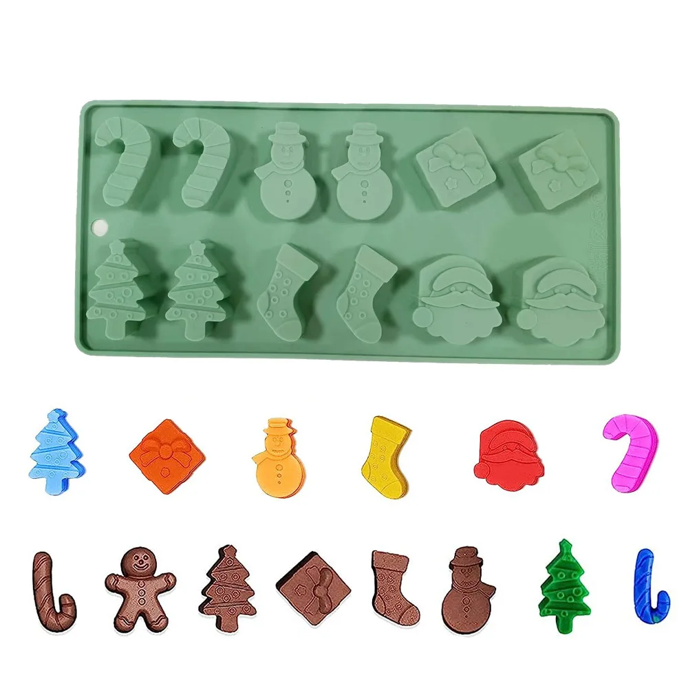 Christmas Chocolate Mold Ice Cube Tray Silicone Cake Baking Mold DIY Soap Christmas Cake Decoration Biscuit Mold