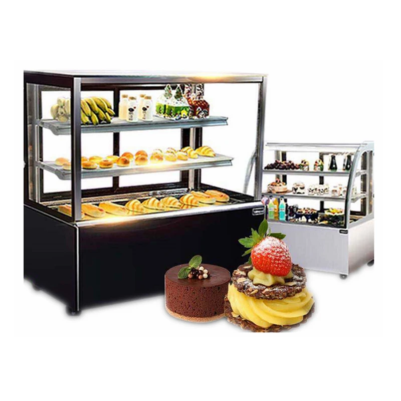 High Quality Square Glass Cake Showcase Chiller Bakery Display Case Refrigerated Cooler Cabinet
