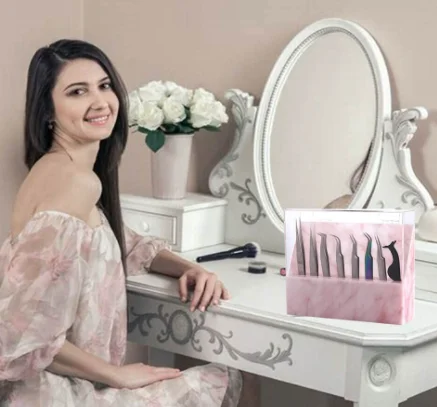 Hot sell 8 Holes Acrylic Eyelash Tweezer Storage Box Case Rack Durable Tweezers Holder
