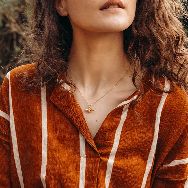 Genmel new arrival 925 silver jewelry gold plated bumble bee pendant necklace for women