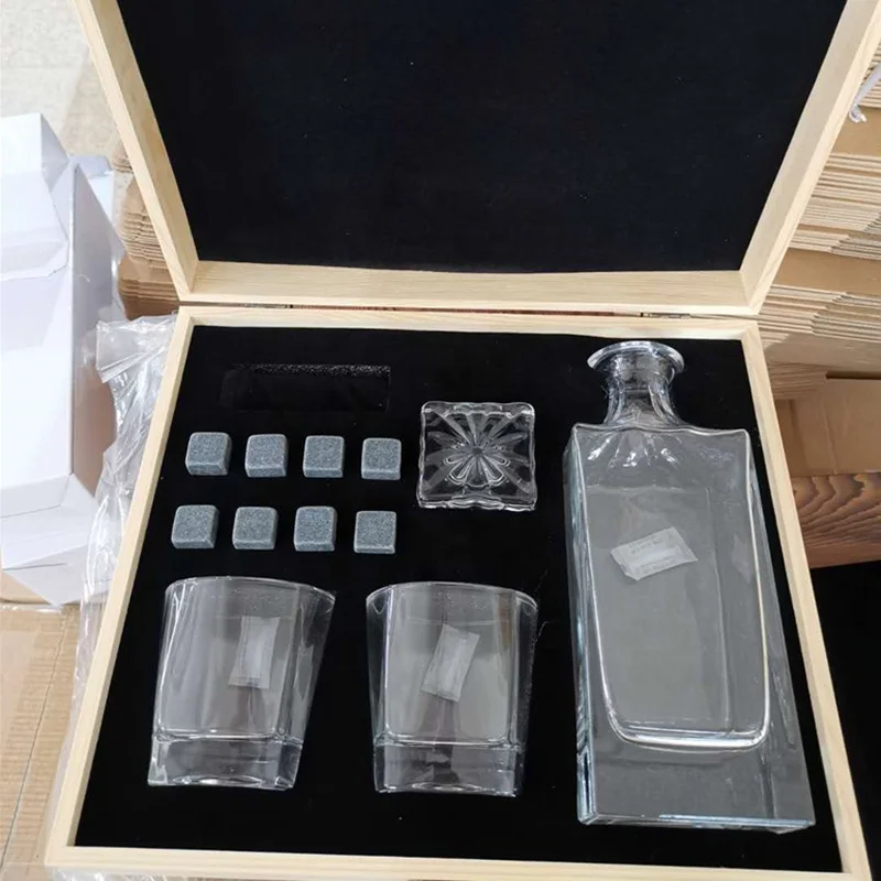 Whiskey Decanter Gift Set Husband Christmas Gifts Crafted Chilling Rocks Stones Bourbon Glasses Slate Table Coasters