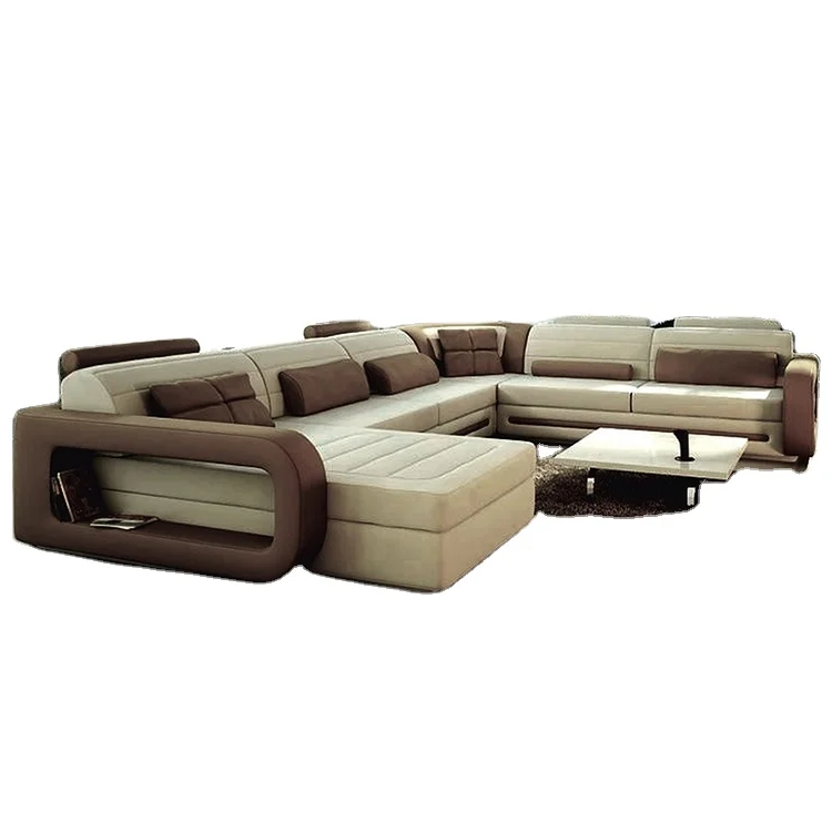 hot sale luxury style OEM ODM furniture living room 8 seater sofa sets modern leather corner sofas sectionals