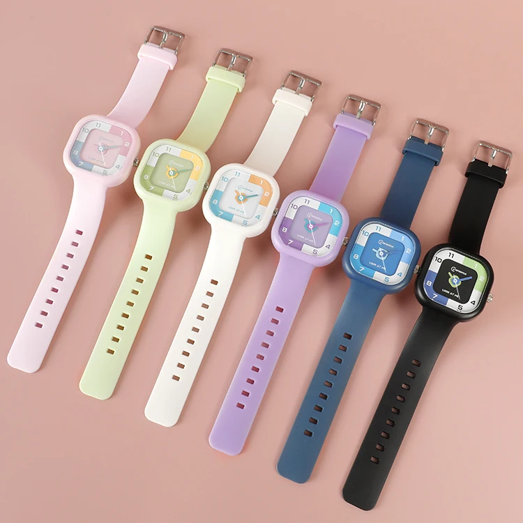 New Arrival Square Sport Quartz Watch Kids Jelly Watch For Boys Girls Kids Children Pointer Digital Watch