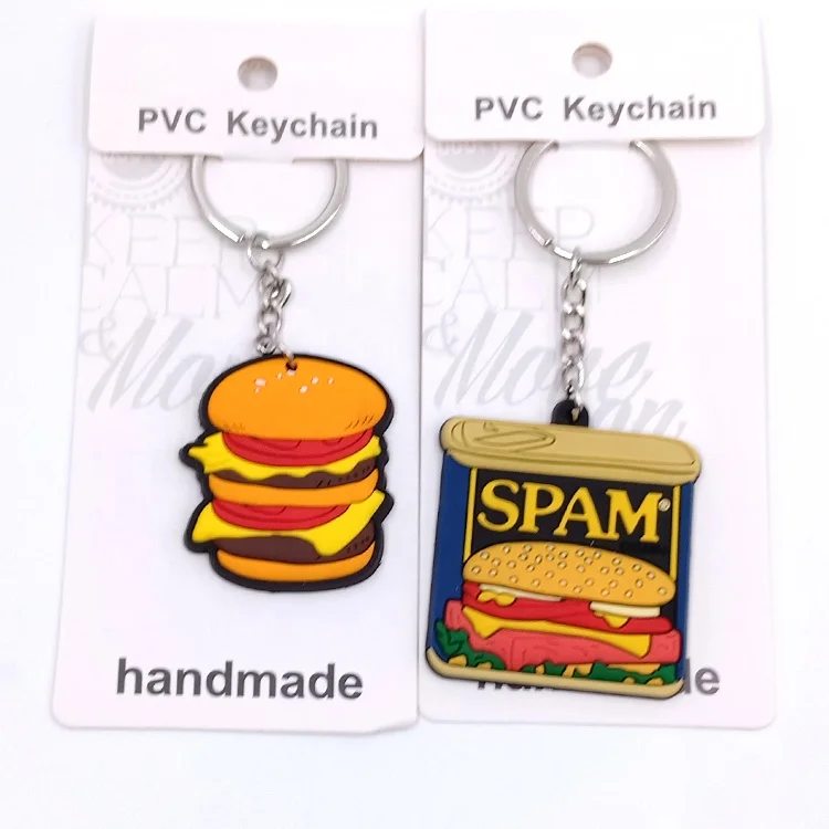 Hamburger Keychain Custom Soft PVC Rubber Key Chains Cheap Price Personalized Chains