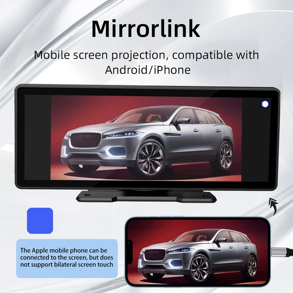 9.3' Large Screen Portable Wireless Carplay Android Auto Car Radio Stereo Car Monitor Dash Cam DVR BT GPS + 64G Card