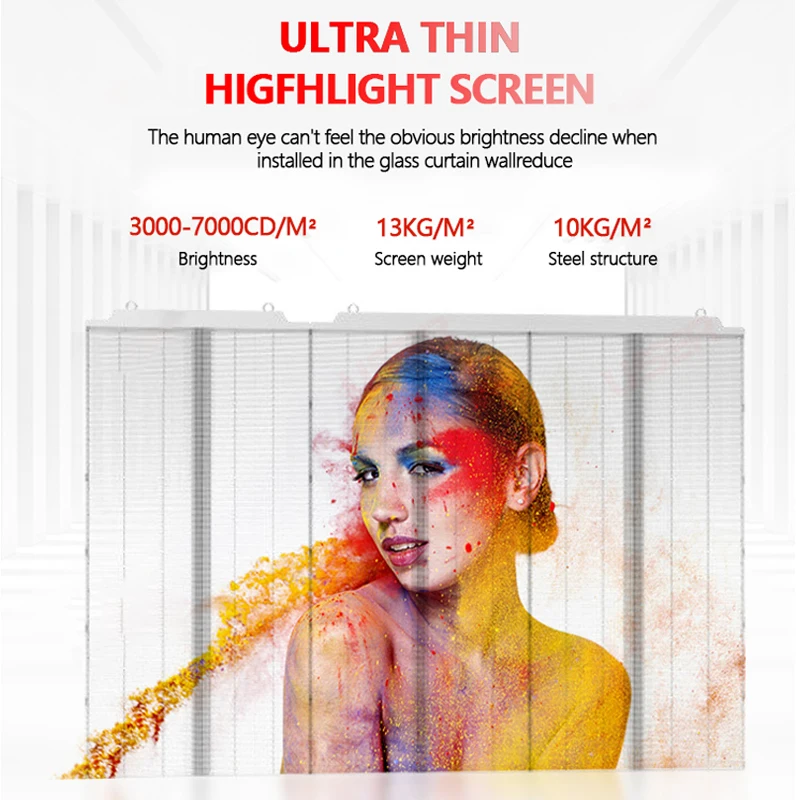 Factory Price Self-Adhesive Advertising Display Ultra-Thin P2.6 P3.9 P7.8 Transparent LED Screen Display For Glass Window Wall