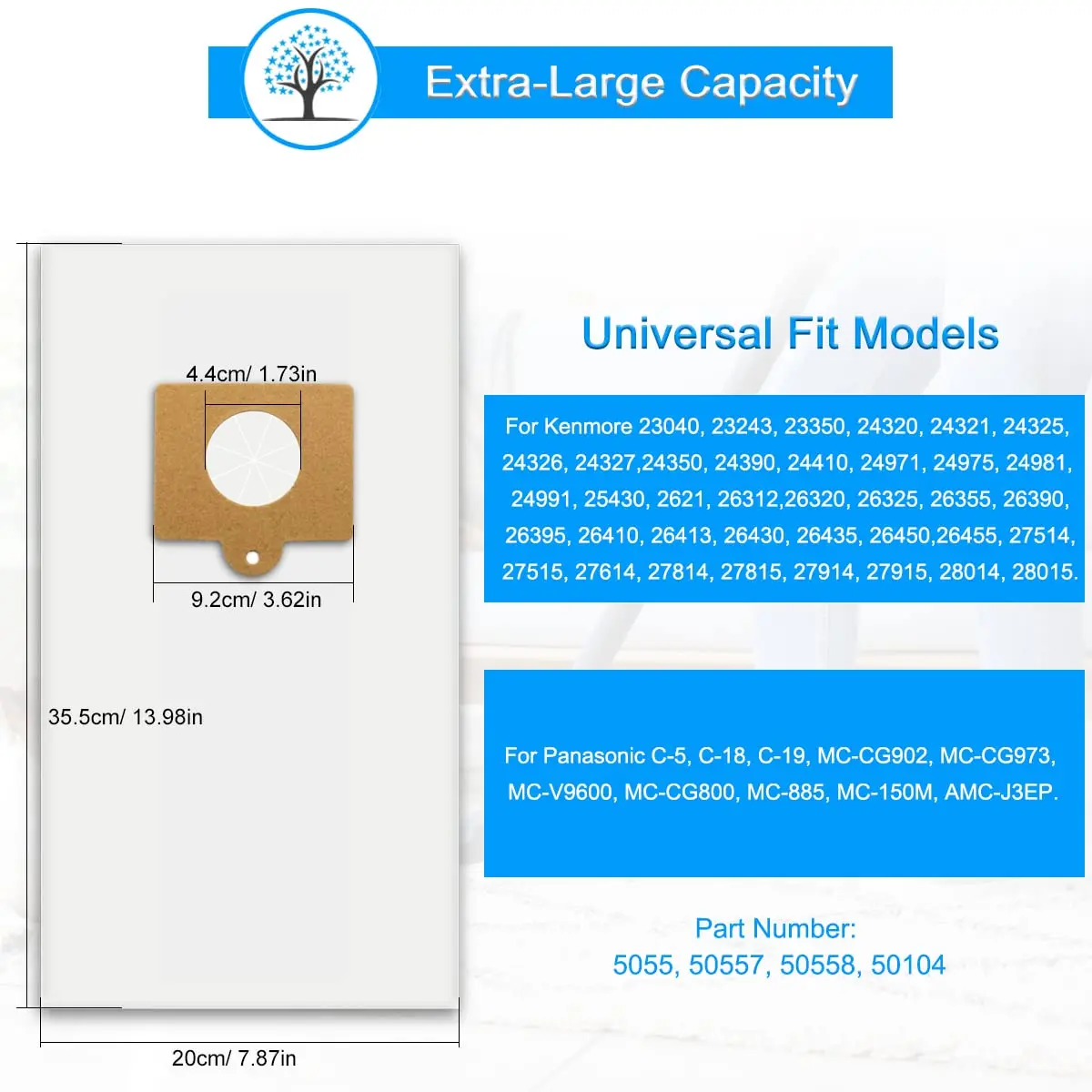 Type C/Q Vacuum Bags for 5055 50104 Canister Vacuum Style C/Q Bags for Type C-5 C-18 C-19 8 Pack