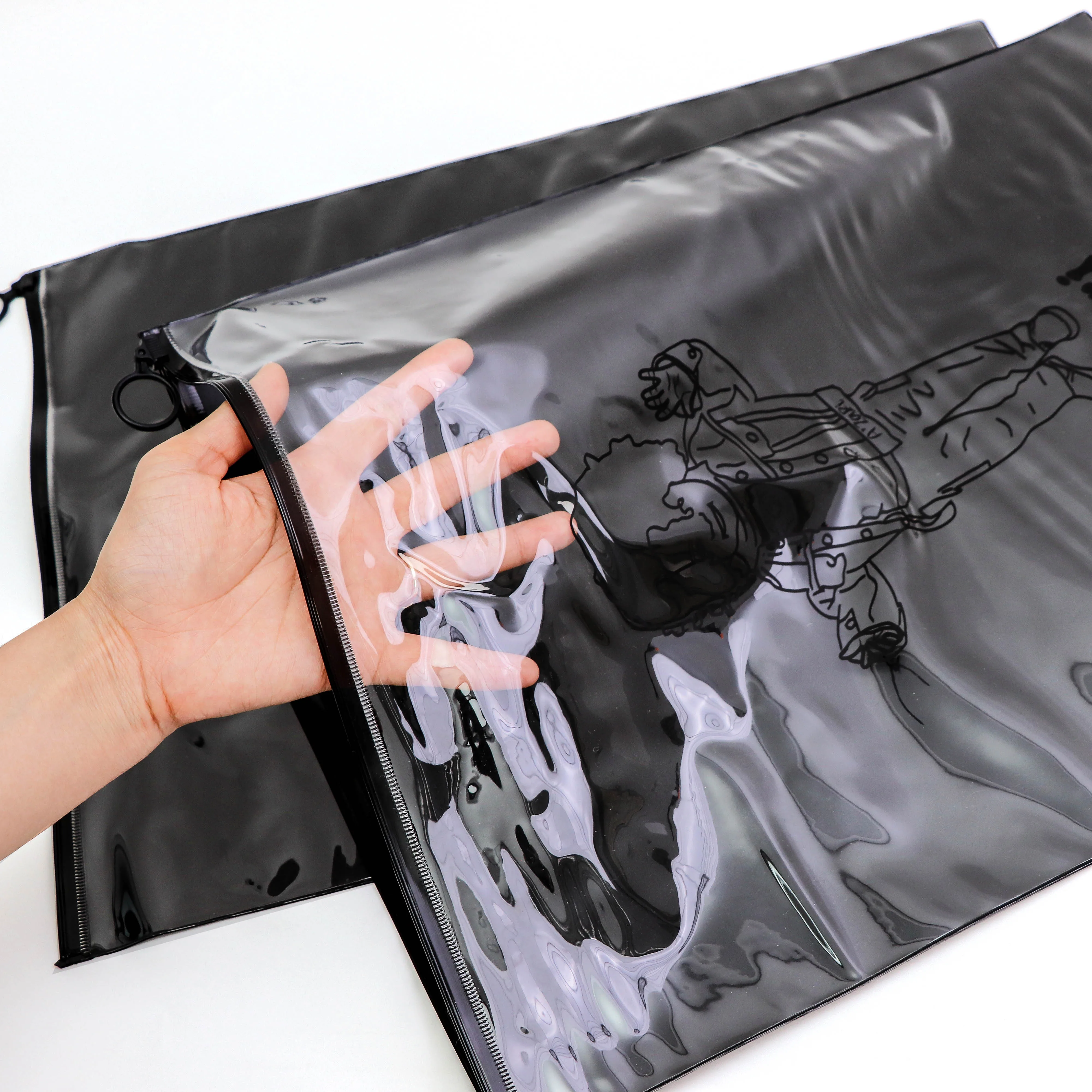 PVC Bags Clothes Packaging Custom Packaging Ldpe Plastic Cosmetic Clear Logo Frosted Zip Ziplock Plastic Bags For Clothing