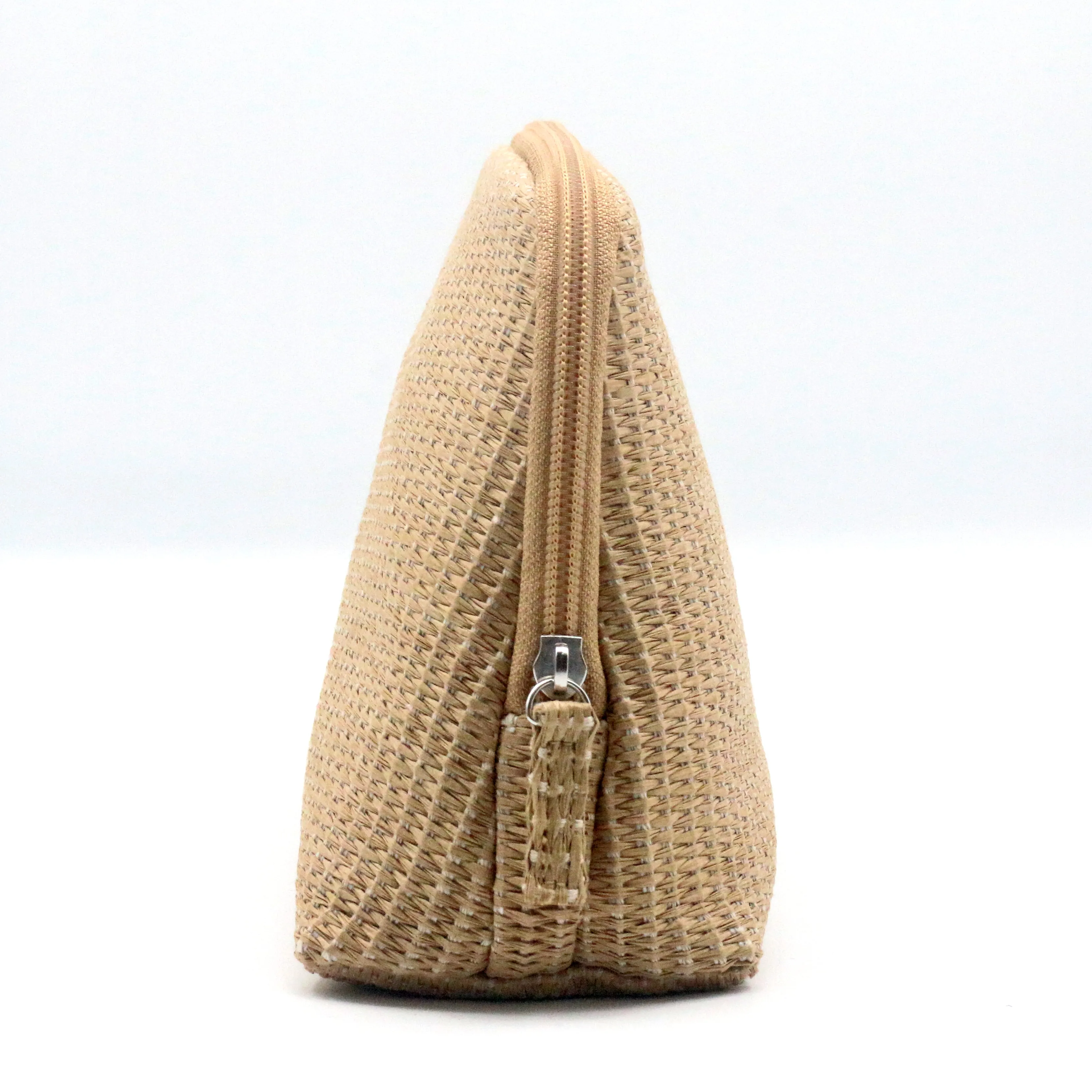 Hot Sale Eco-friendly Paper Straw Natural Beauty Cosmetic Bag Popular Shell Shape Woven Straw Paper Makeup Zipper Pouch Bag