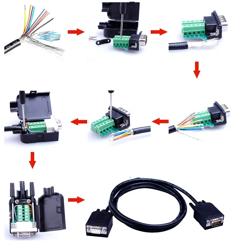 Переходник LAIMODA D-sub DB 9P Pin быстрое соединение разъемы гнездо и штекер разъем адаптера Rs232