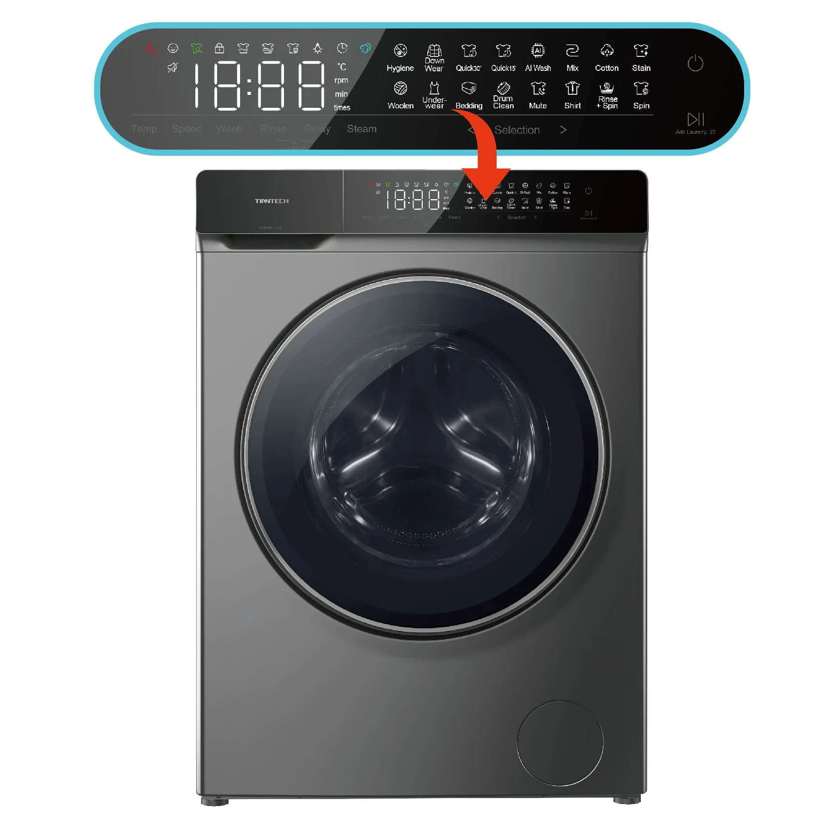Wholesale price stylish designing night wash variable frequency front loading washing machines