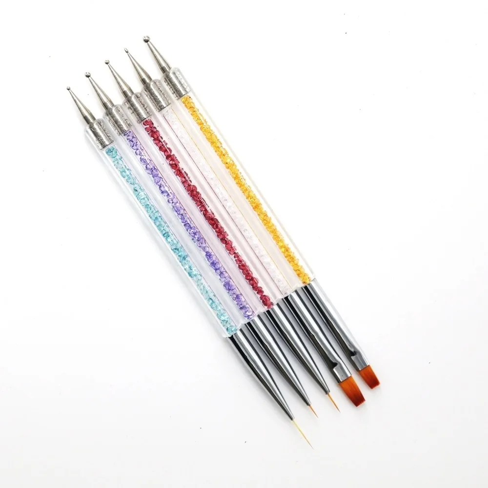 5pcs/set Custom Manicure Gel Brush Wholesale Nail Art Custom Painting Brush Double Sides Drawing Brush