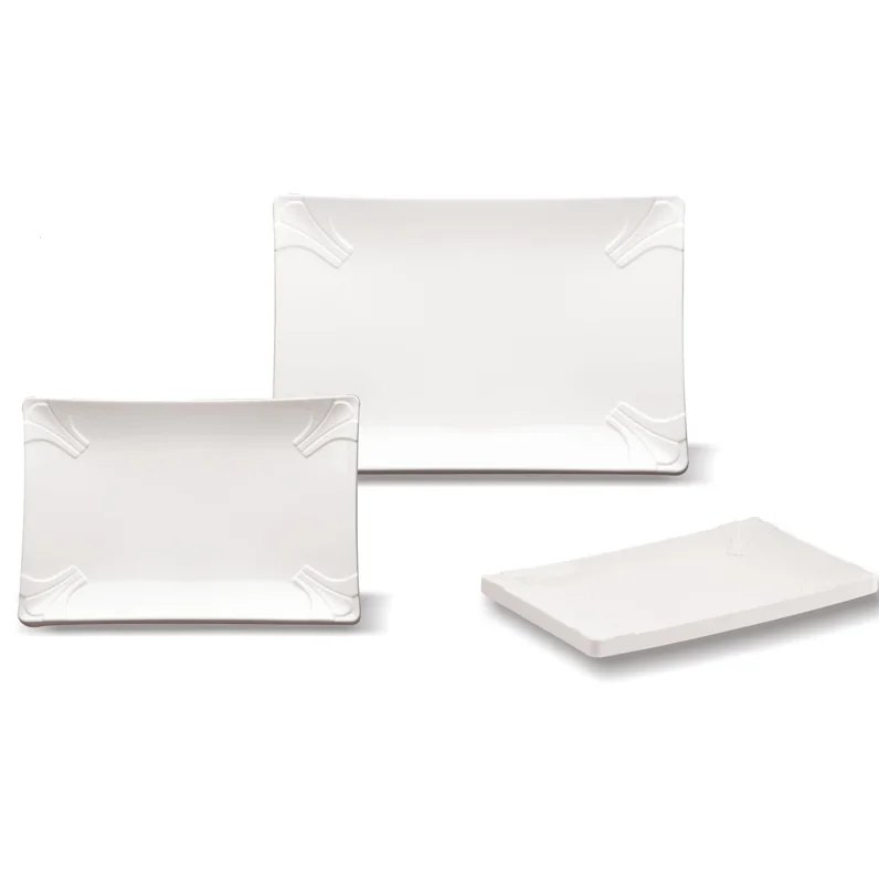 10/12/14 inch Sushi Plate Wholesale White Melamine Plates Rectangular Lily Flower Plastic Dishes