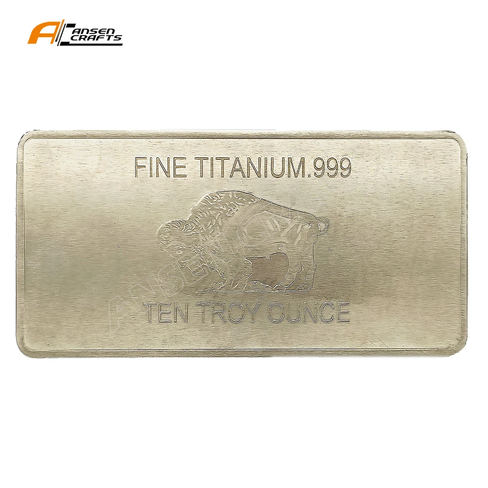 Metal Art Display 10 Troy Ounce .999 America Buffalo 10 oz Titanium Bullion Ingot Pack with an Opp bag for School Use
