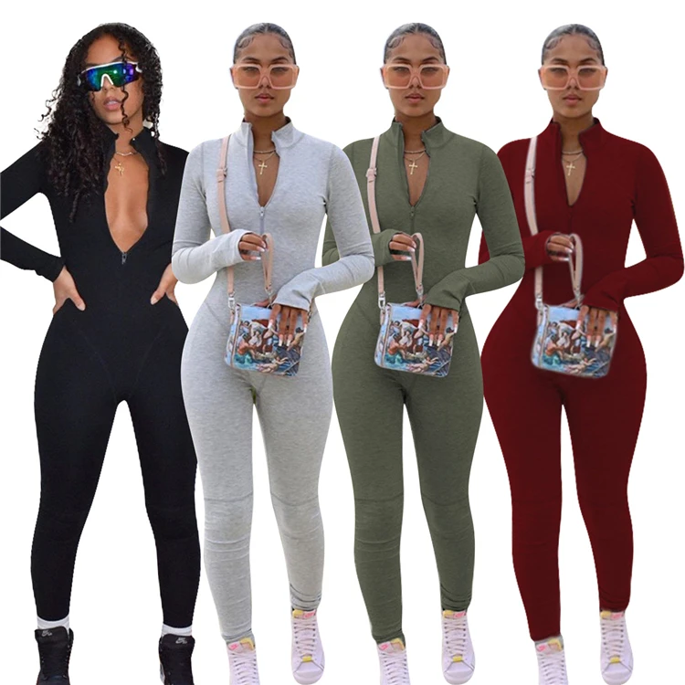 
W1548 Women Fashion Clothing Long Sleeve Jumpsuit Women One Piece Jumpsuits And Rompers 2021 New Arrivals 