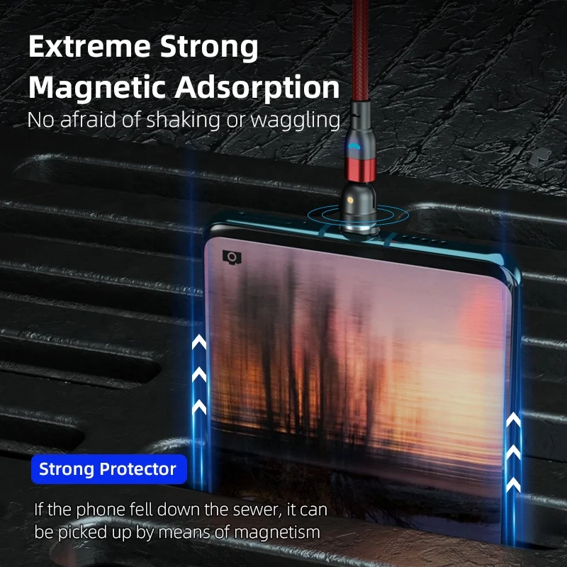 free logo print 540 rotating 3 in 1 fast charging cable type c magnetic cable usb phones charging cable magnetic for promotion