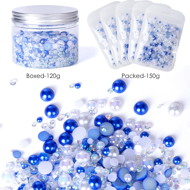 Rhinestone Clothing Accessories Decoration for DIY Nail Art Accessories Mixed ABS Flat Back Pearl Package Resin Half Round Pearl