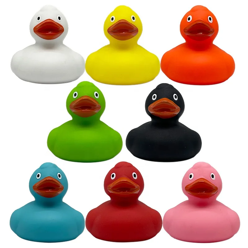 Wholesale Bulk Plastic 8 Types Custom Logo Plain 2 inch 5cm PVC Purple Pink Yellow Bathtub Squeaky Bath Duck Toys Rubber Duck