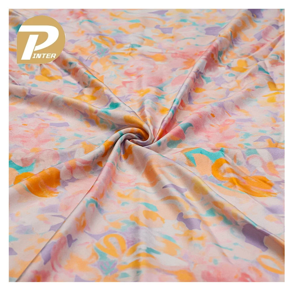New Design Personal Customized Patterns Digital Printed Soft Satin silk Printed Fabrics