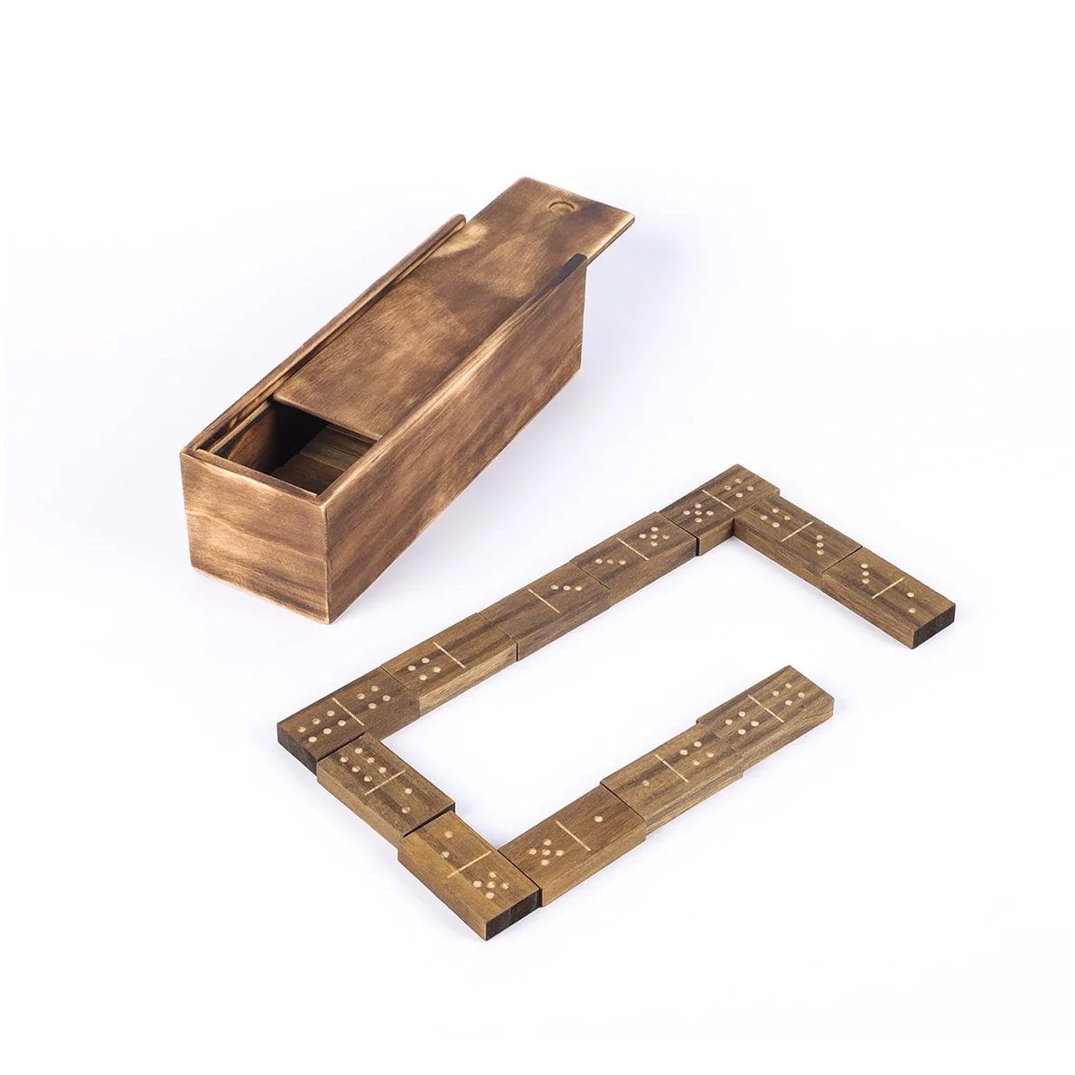 Handcrafted Portable Case education toy double six wood box 28 Tiles Pieces2 to 8 Players Travel Set Domino Set