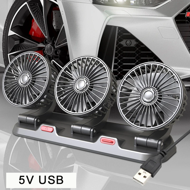 Jutien Car Two-head Fan USB Car Electric Fans Large Truck 24v/12v Refrigeration Small Van Powerful Fans