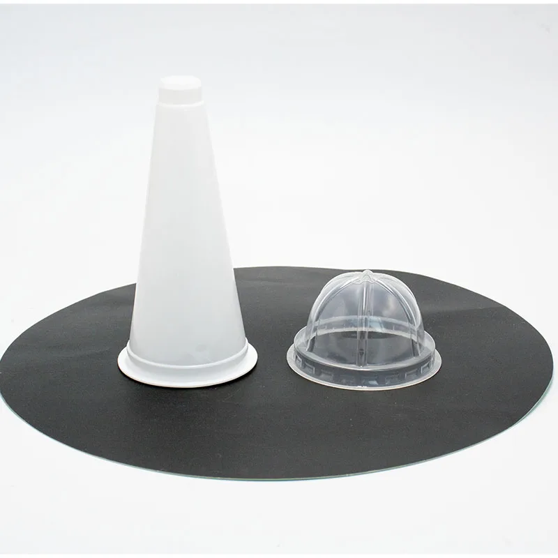Fancy Design Packaging Custom Logo Torch Shape Dessert Cup Ice Cream Plastic Cone with Lids