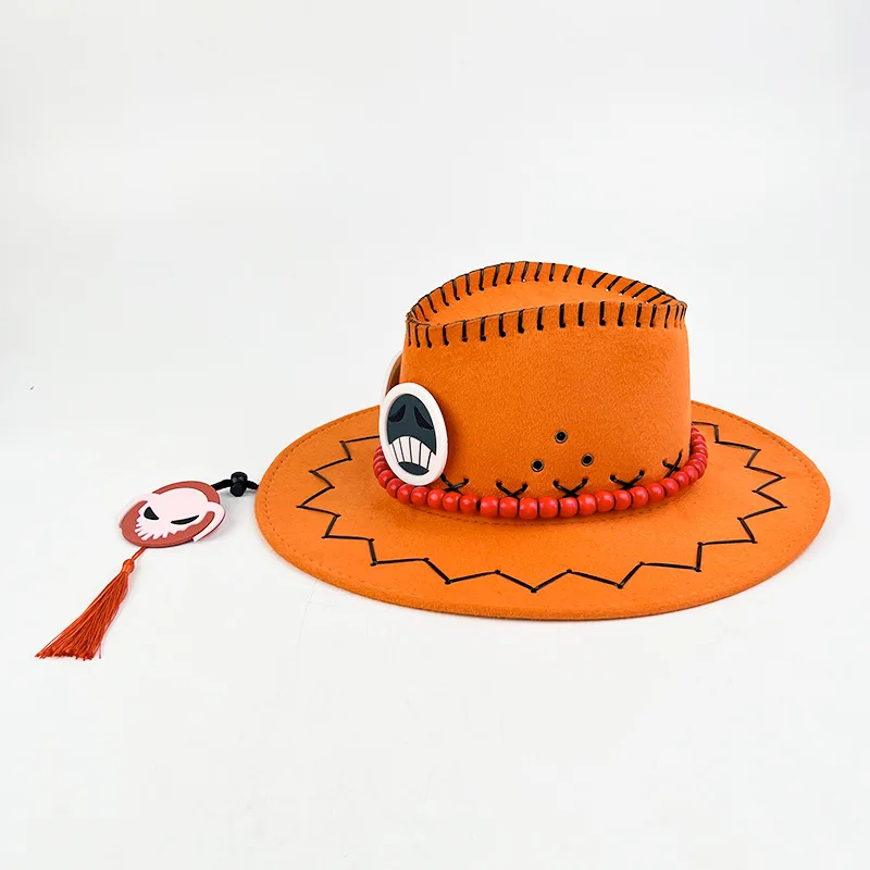 Wholesale Fashion Felt Cowboy Hats Unisex Suede Orange Luffy Cowboy Hat Adult Cartoon Cosplay Patches Bulk Cowboy Hat Band