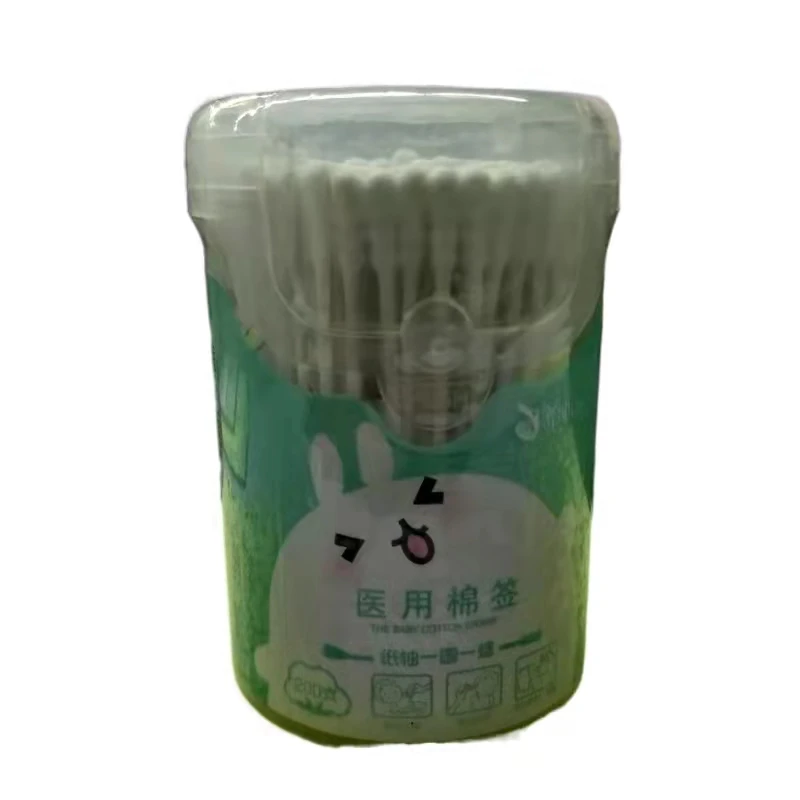 Детский бумажный ватный тампон, двухсторонний чистящий ватный тампон для ушей, носа, новорожденных