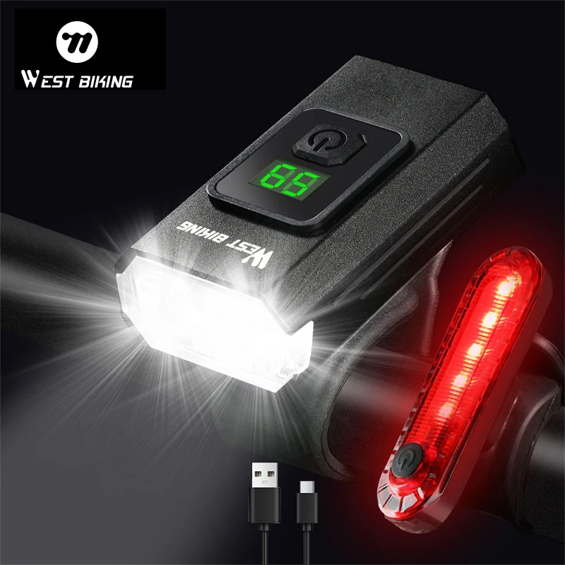 WEST BIKING Customized Outdoor Riding USB Rechargeable Bike Light Led Waterproof Night Riding Lighting Bicycle Lights Set
