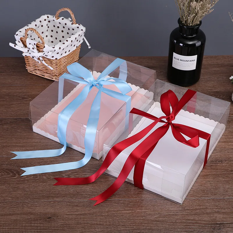 
KCCB NEW cake box wedding birthday party pvc square gift packaging boxes tall transparent pet digital cake box.. 