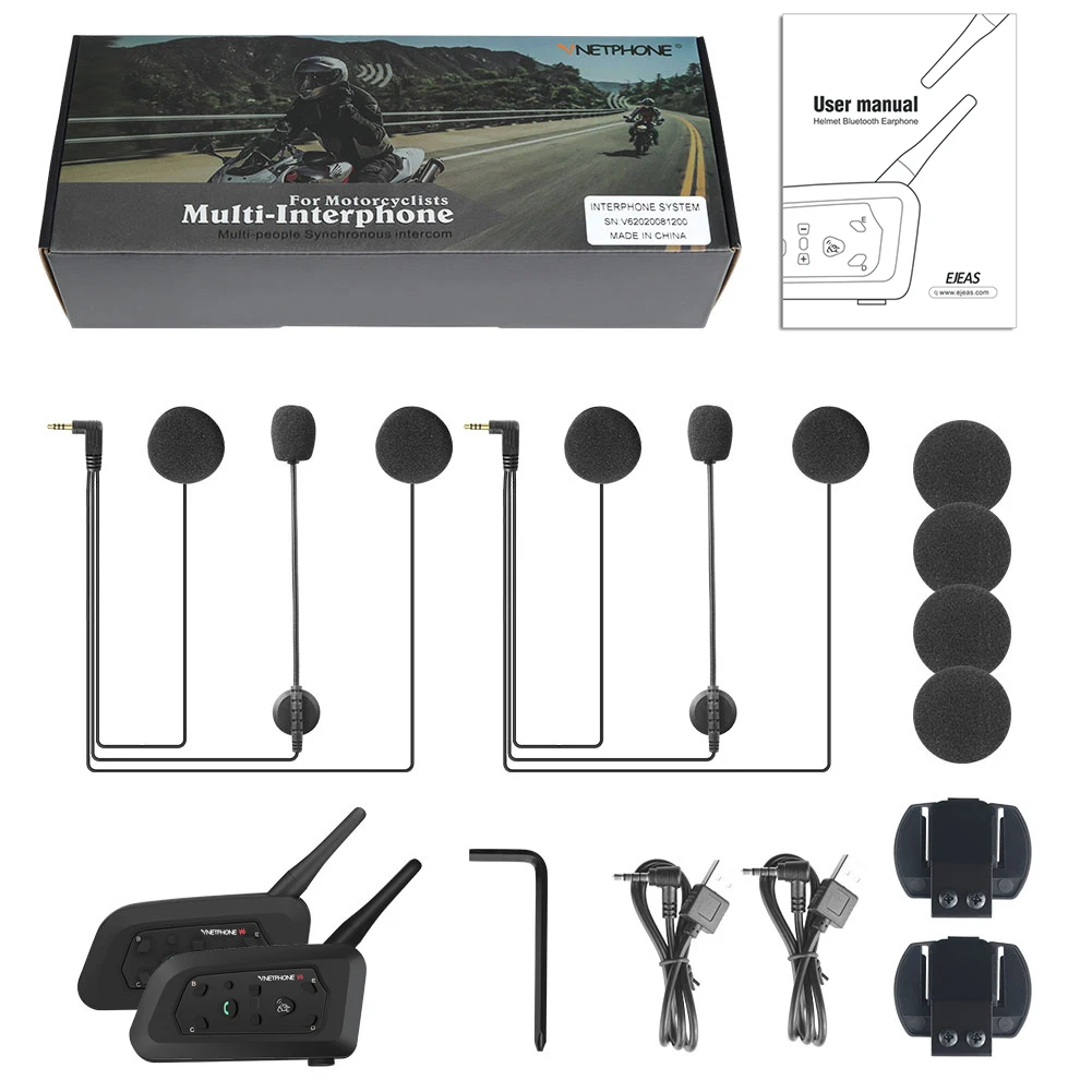 EJEAS V6 6 riders wireless communication system Music Bluetooth Motorcycle Helmet Headset Intercom