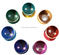 Brass Tibetan yoga meditation sound therapy healing 7 chakra set nepal singing bowl
