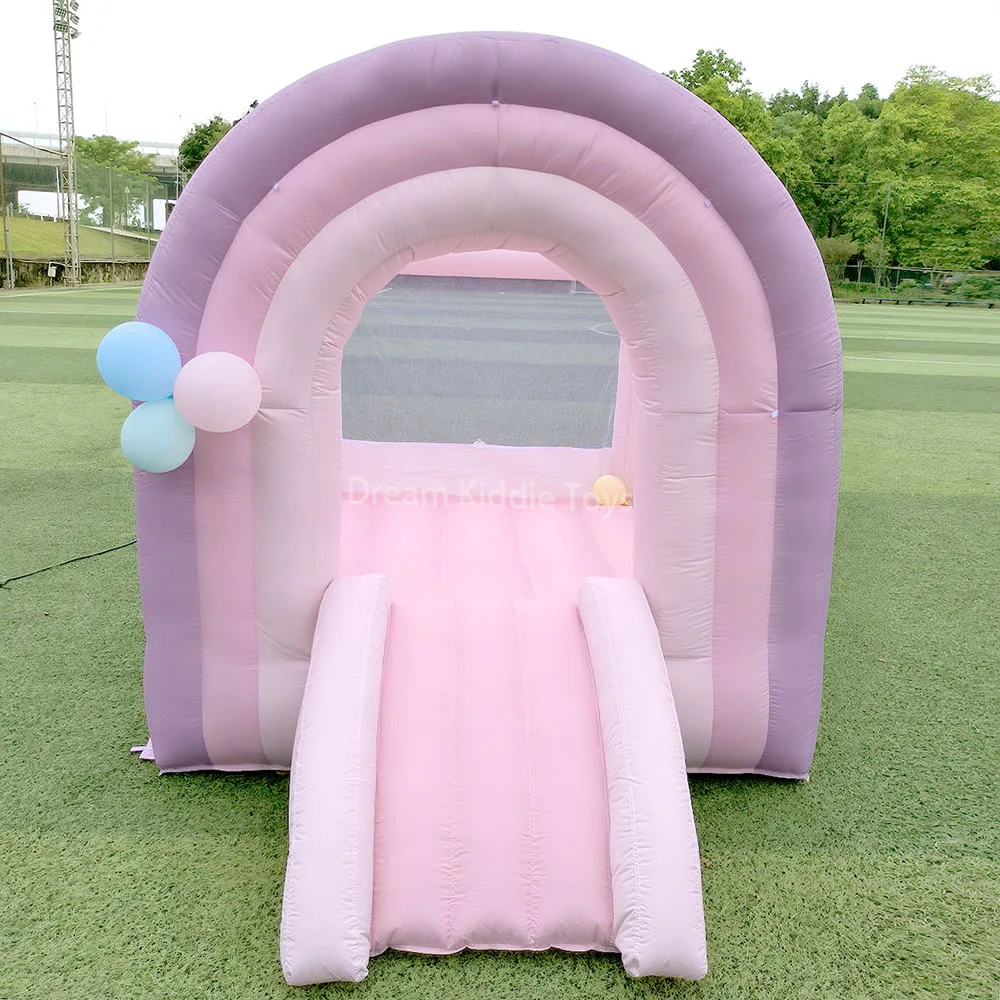Pastel Pink inflatable bouncer kids indoor  small bounce house  jumping bouncy castle house for kids home use