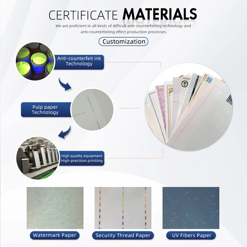 Custom Watermark Paper Certificate Security Watermark Paper Security Certificate Printing