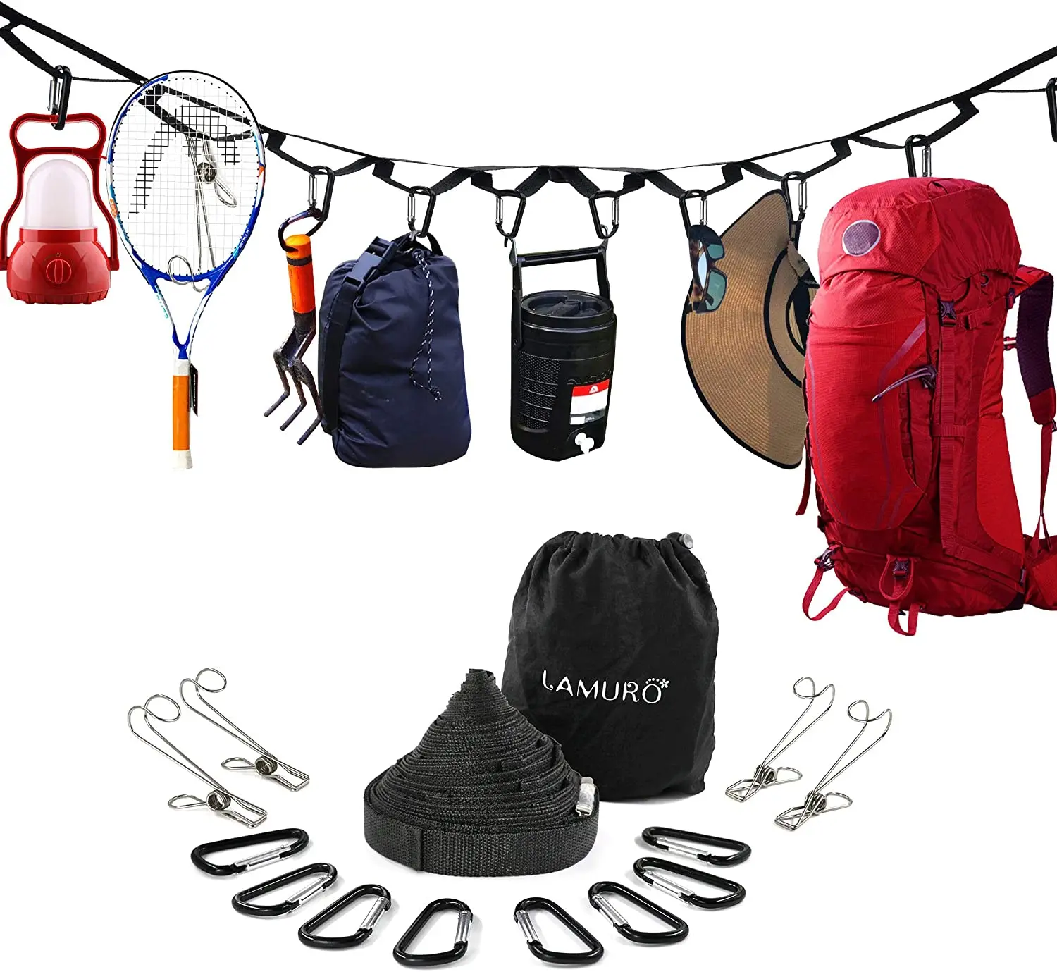 Camping is stored with 19 independent ring for hanging camping equipment equipment and supplies | including mountaineering hook