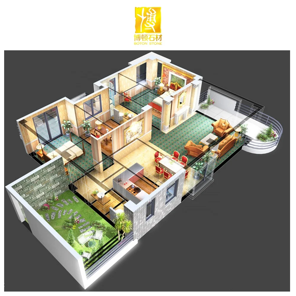 Каменная квартира BOTON 3D дизайн интерьера домашний роскошный интерьер идеи дизайна для