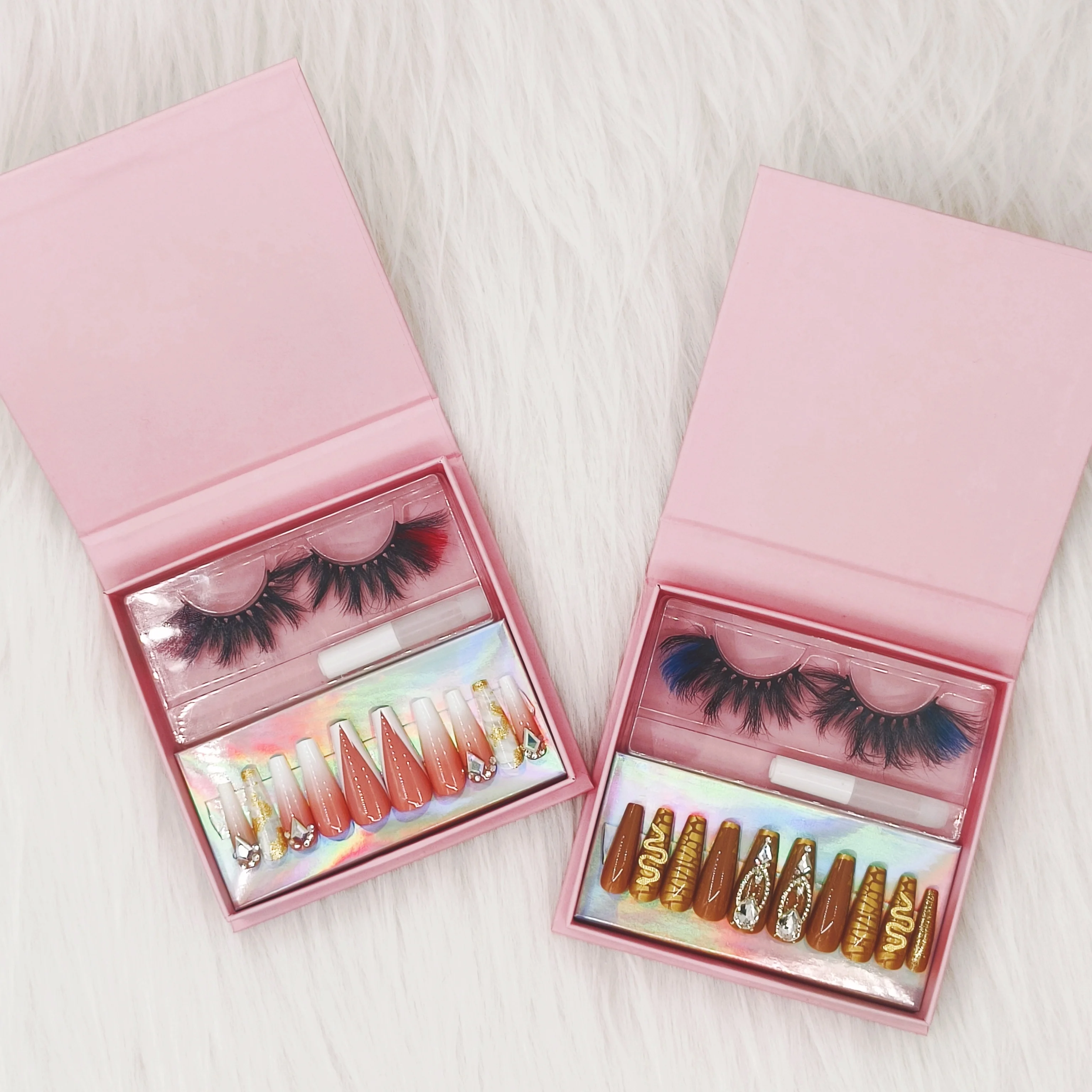 24pcs False Nails French White Coffin Shape Artificial Nail Tips Full Cover Press On Nails With Eyelash Set Vendor