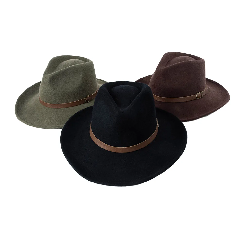 wholesale free patterns knitted newborn cowboy hat felt fedora for man or women indiana jones men wool fedora hat