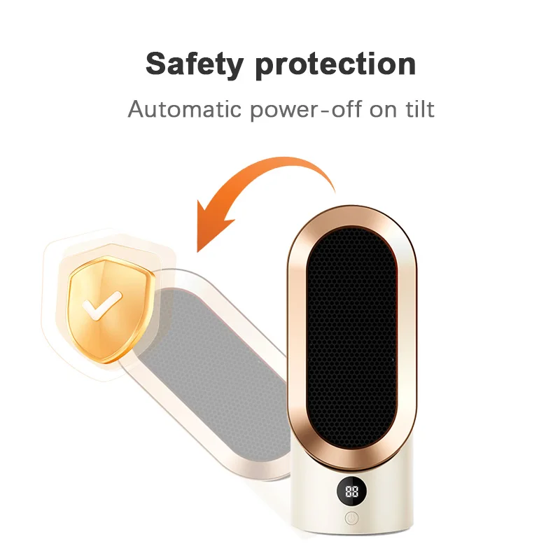 Small Smart Portable Indoor Use Desktop Tower Floor Space Air Hot Electric Fan Heater With Display For Bedroom Home Office Room