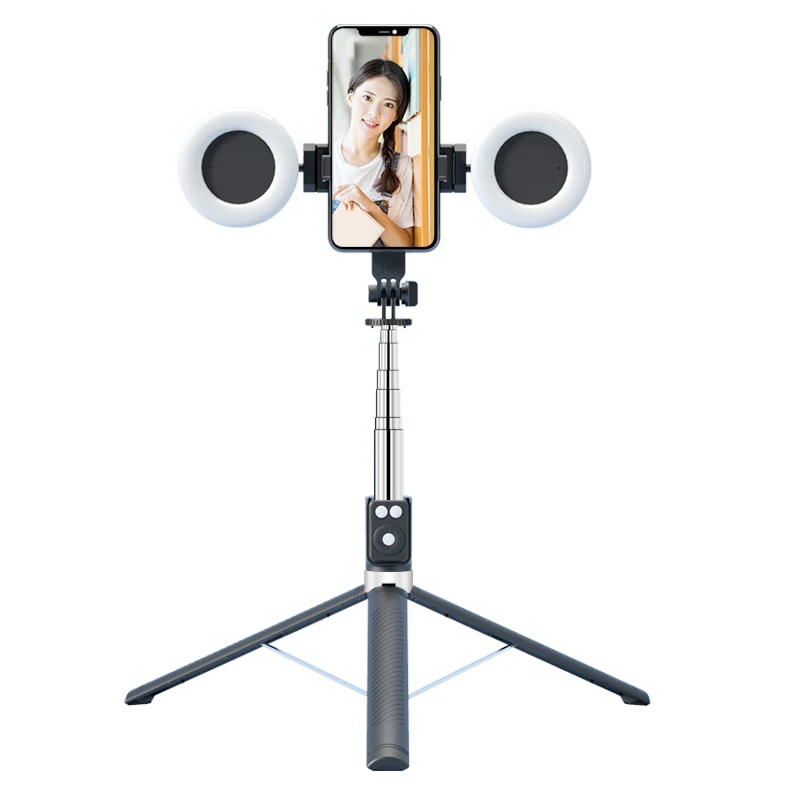 High quality Aluminium Alloy Wireless Selfie Stick Tripod led Ring Light 30.5cm-165cm length selfie stick with Tiktok Remote