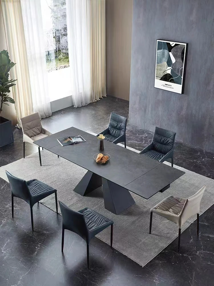 Sample hot sale luxury modern extendable round Italian room folding furniture marble restaurant dining table