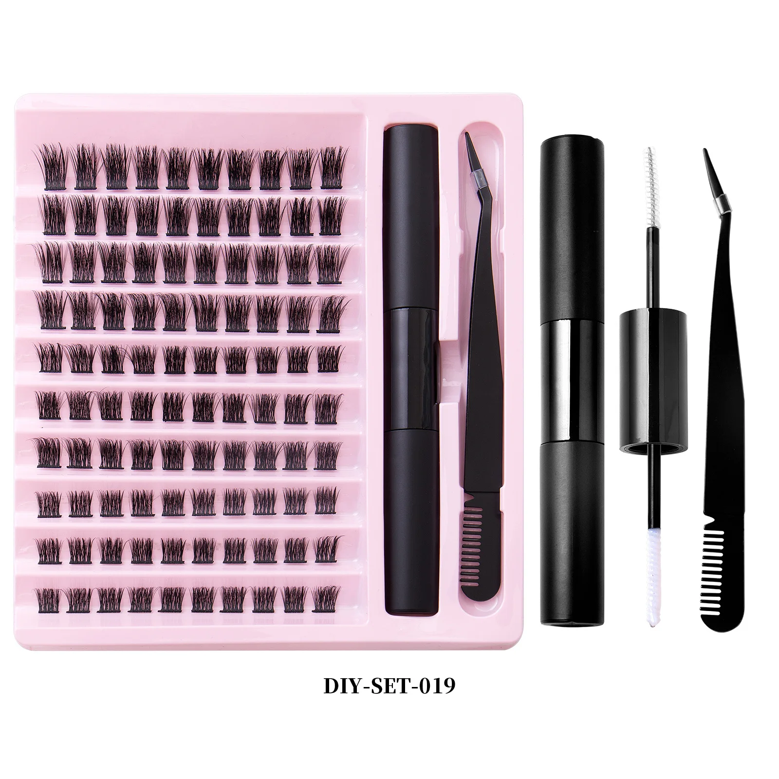 Wholesale Cluster Lashes make Private Label D Curl Cluster DIY Lash Extensions Tray Individual Fan Cluster Lash Kit